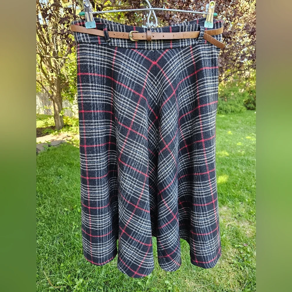 Vintage Plaid Midi Skirt - Picture 1 of 10